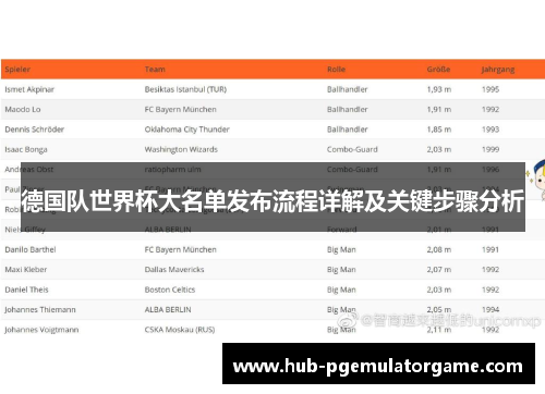 德国队世界杯大名单发布流程详解及关键步骤分析